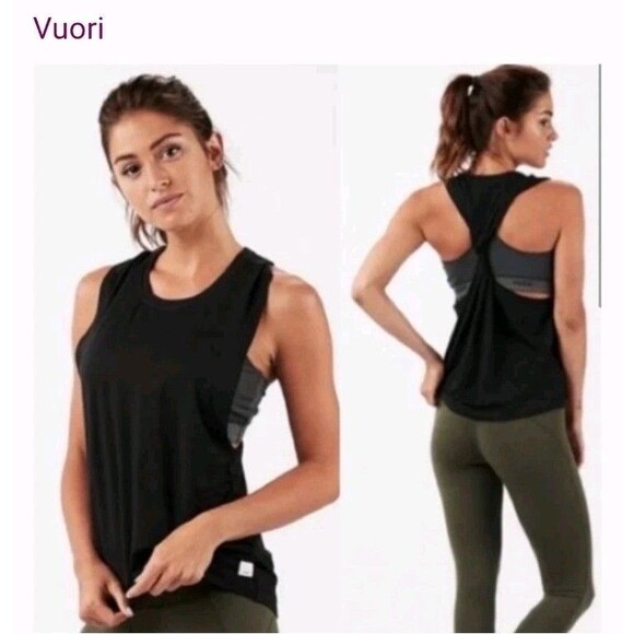 Vuori Twist Back Tank Top Womens Large Black Athletic Activewear - Picture 1 of 8